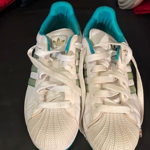 Adidas turquoise and white shoes size 8